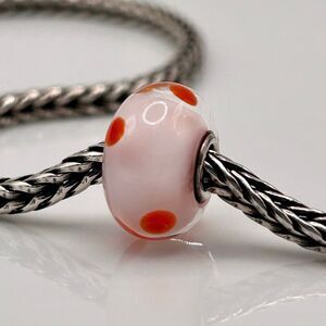 TROLLBEADS Light Pink & Coral Polka Dots Unique Oldie LAA 925S Excellent!